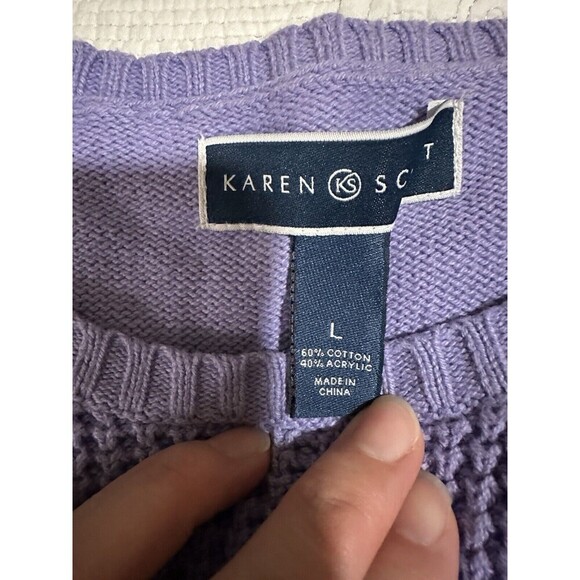Karen Scott Women's Textured Tunic Sweater Size L Purple Color - Picture 6 of 7